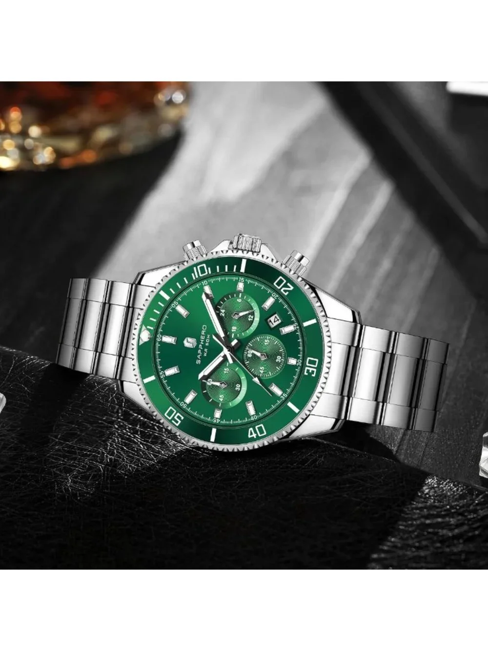 Stylish Men's Analog Quartz Chronograph Watch - 50M Waterproof, Stainless Steel